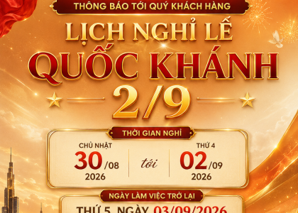 THÔNG BÁO  NGHỈ LỄ QUỐC KHÁNH 2/9/2026